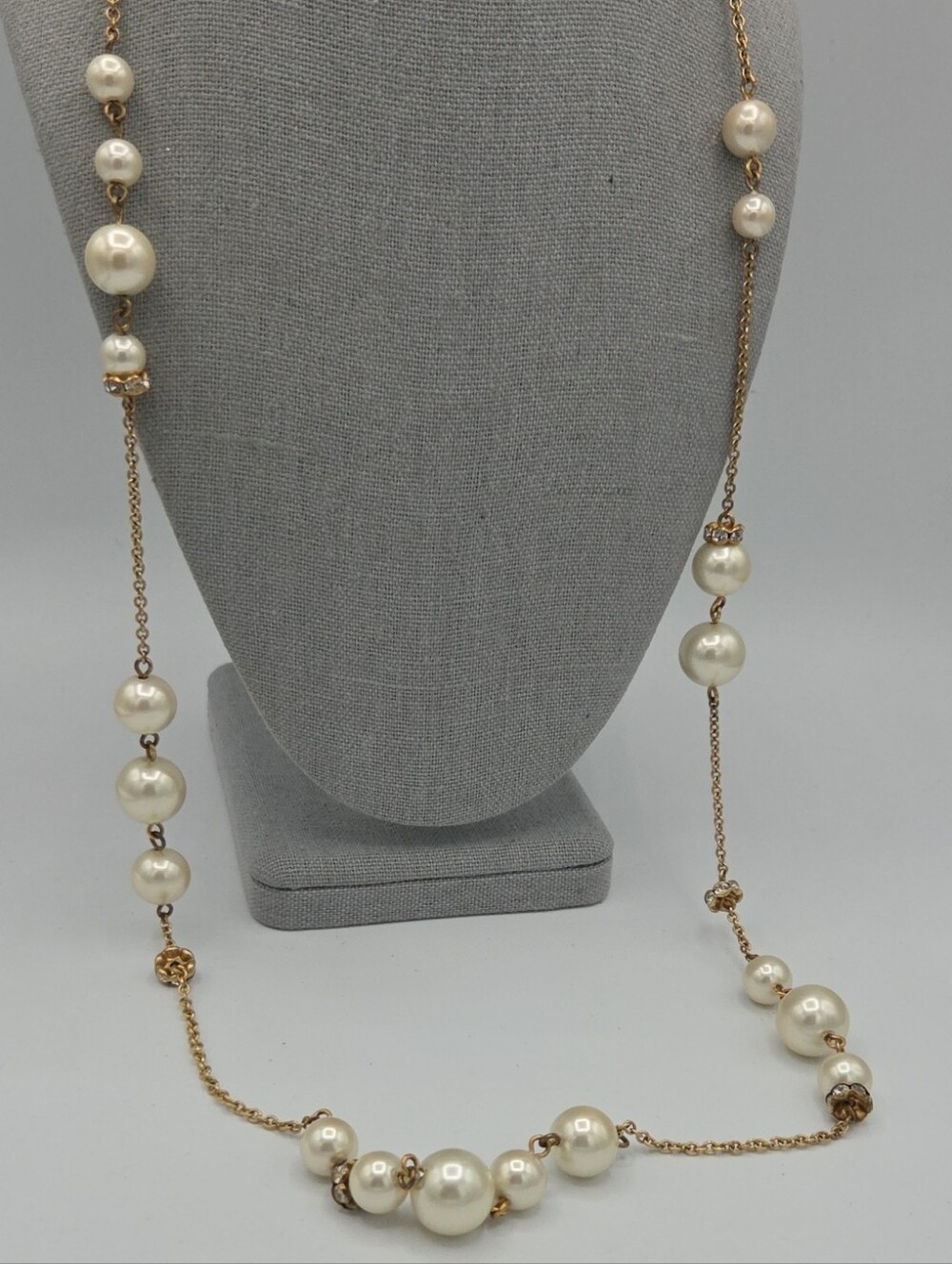 5 for $25! J. Crew Elegant Gold-Chain Faux Pearl Station Necklace - White